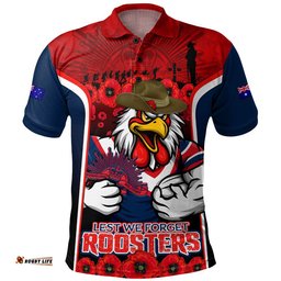 Sydney Roosters Polo Shirt Lest We Forget In Honor And Remembrance