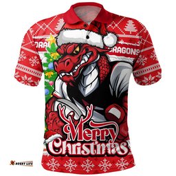 St. George Illawarra Dragons Polo Shirt Merry Christmas Game Day Knit Style Team Edition