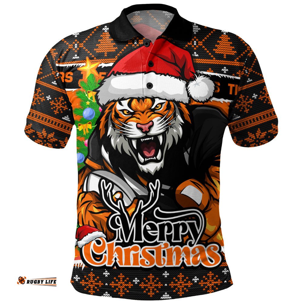 Wests Tigers Polo Shirt Merry Christmas Game Day Knit Style Team Edition