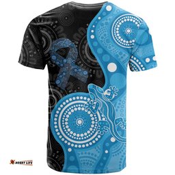 Australia Autism Awareness Month T Shirt Indigenous Lizard With Blue Ribbon LT14