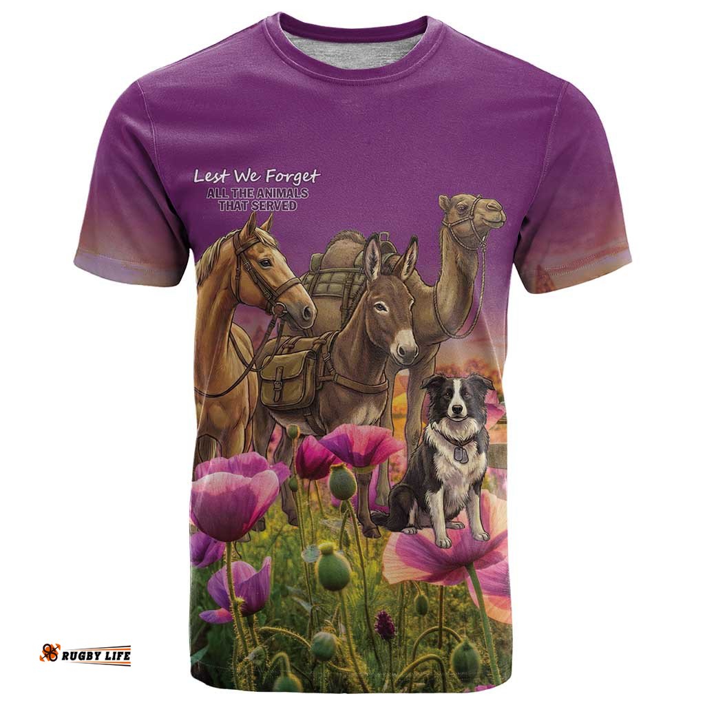ANZAC Day T Shirt Lest We Forget The Animals Of War LT15