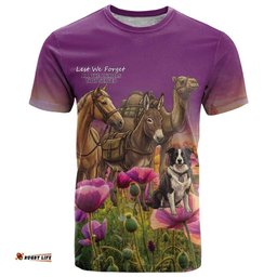 ANZAC Day T Shirt Lest We Forget The Animals Of War LT15