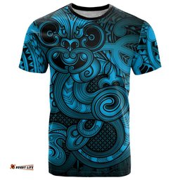 Aotearoa Maori Hei Tiki T Shirt Kikorangi Kowhaiwhai Puhoro Motif LT9