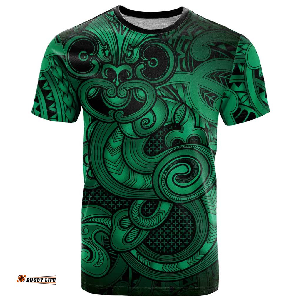 Aotearoa Maori Hei Tiki T Shirt Kakariki Kowhaiwhai Puhoro Motif LT9