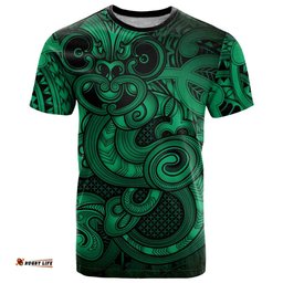 Aotearoa Maori Hei Tiki T Shirt Kakariki Kowhaiwhai Puhoro Motif LT9