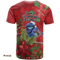 Aussie Superb Fairywren Bird T Shirt Aboriginal Inspired Christmas LT9