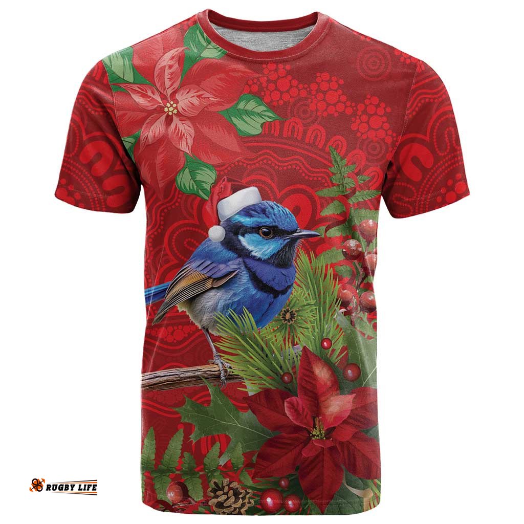 Aussie Superb Fairywren Bird T Shirt Aboriginal Inspired Christmas LT9