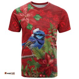 Aussie Superb Fairywren Bird T Shirt Aboriginal Inspired Christmas LT9