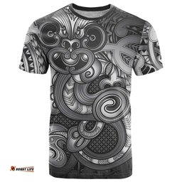 Aotearoa Maori Hei Tiki T Shirt Kiwikiwi Kowhaiwhai Puhoro Motif LT9