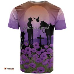 Australia ANZAC Animal Heroes T Shirt Purple Poppies LT7