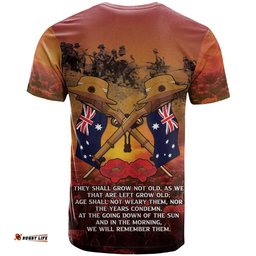 ANZAC Day Lest We Forget T Shirt Australian Veterans Remembrance Tribute LT18