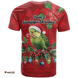 Aussie Green Budgerigar T Shirt Aboriginal Inspired Christmas LT9