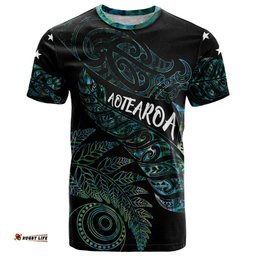 Aotearoa Personalized Lawn Bowls Maori T Shirt New Zealand Paua Shell Tribal Silver Fern LT7