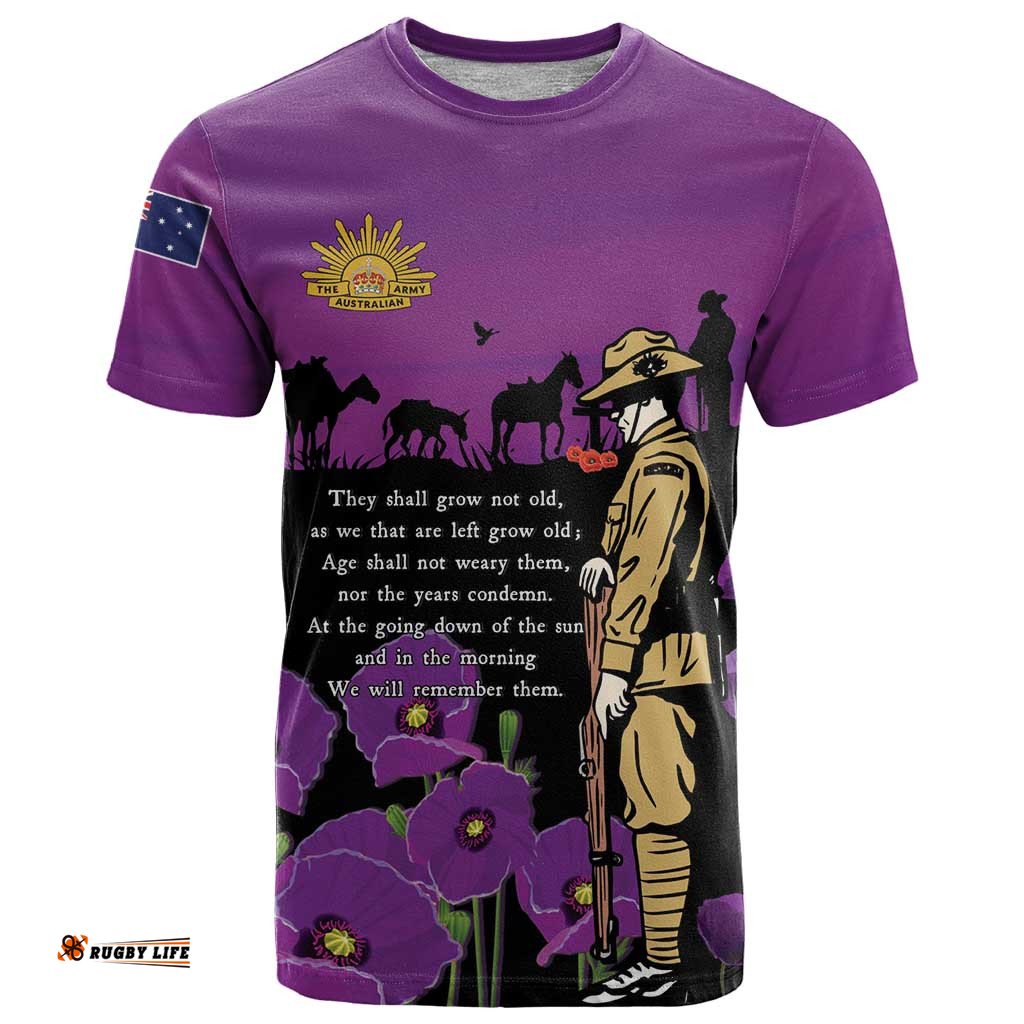 ANZAC Soldier and War Animals T Shirt We Will Remember Them LT15