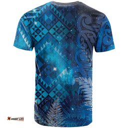 Aotearoa Taniko Matariki T Shirt Cosmic Blue LT7