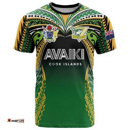 Custom Cook Islands Rugby League T Shirt Avaiki Tatau Tribal Motifs Black Color LT03