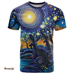Australian Night Sky Landscape T Shirt Aboriginal Dreamtime Story LT9