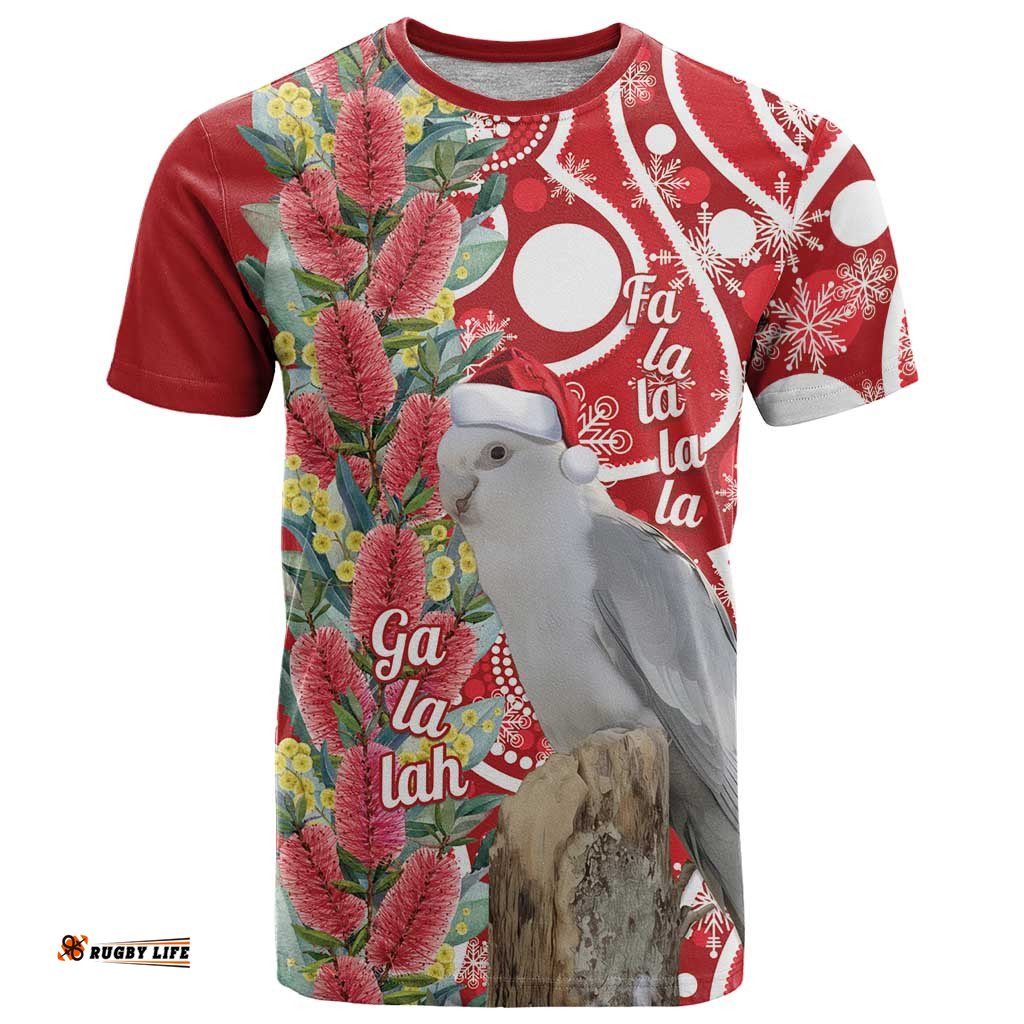 Blue Galah Mutation Christmas Australia T Shirt Falalalala Galalah Bottlebrush Red Aboriginal Art LT14