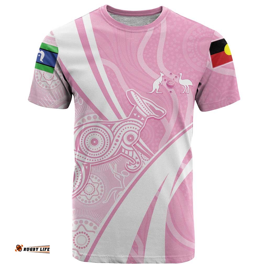 Australia Bowls Personalised Indigenous Pink Round T Shirt LT7