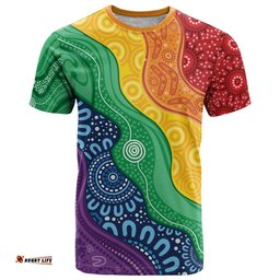 Australia First Nation LGBTQ+ T Shirt Aboriginal Rainbow Flag LT7