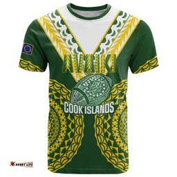 Custom Avaiki Cook Islands Rugby T Shirt Kuki Airani Tatau Green LT14