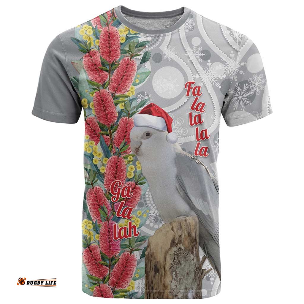 Blue Galah Mutation Christmas Australia T Shirt Falalalala Galalah Bottlebrush Grey Aboriginal Art LT14