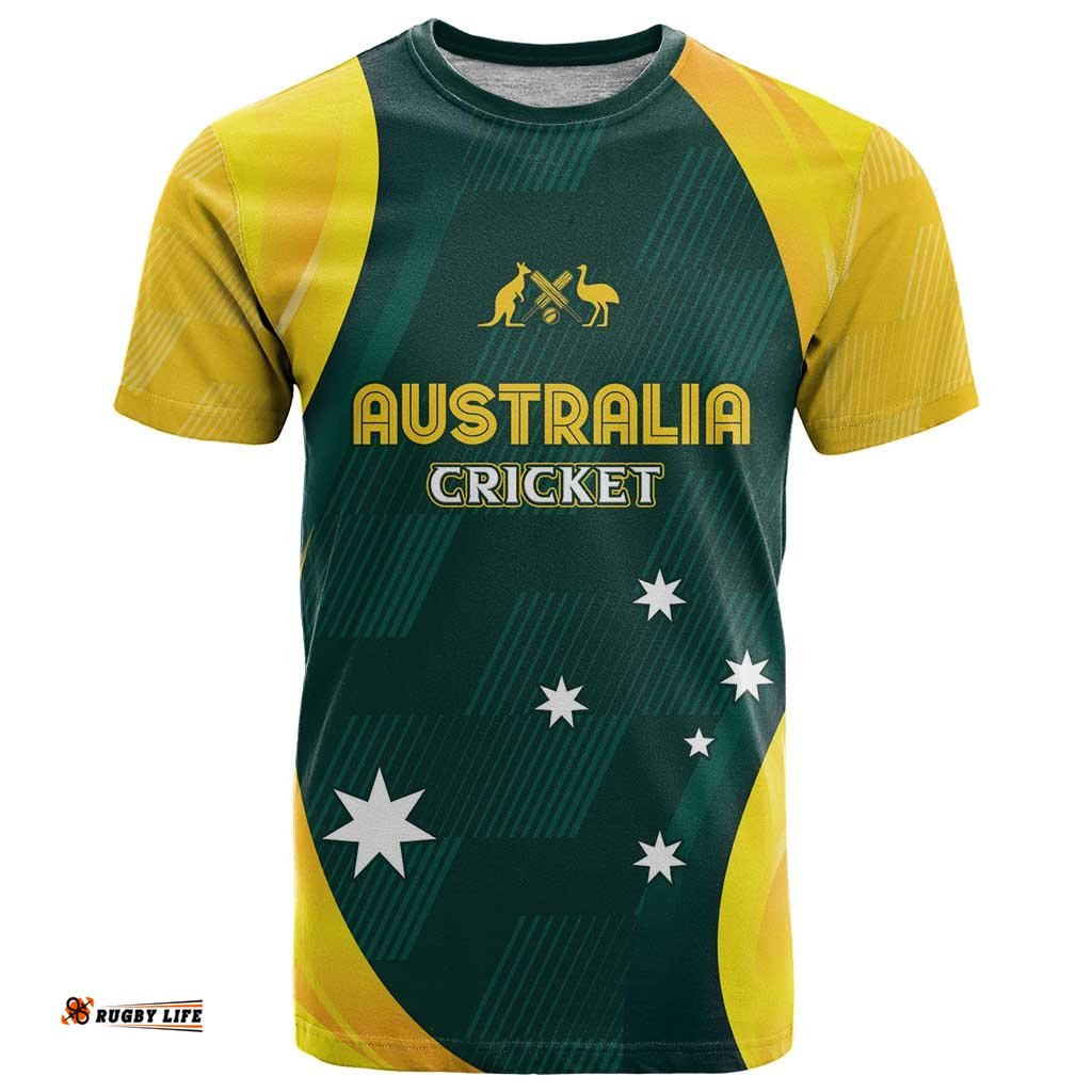Australia Cricket Custom T Shirt GO Aussie - Modern Motif LT7