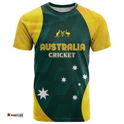 Australia Cricket Custom T Shirt GO Aussie - Modern Motif LT7
