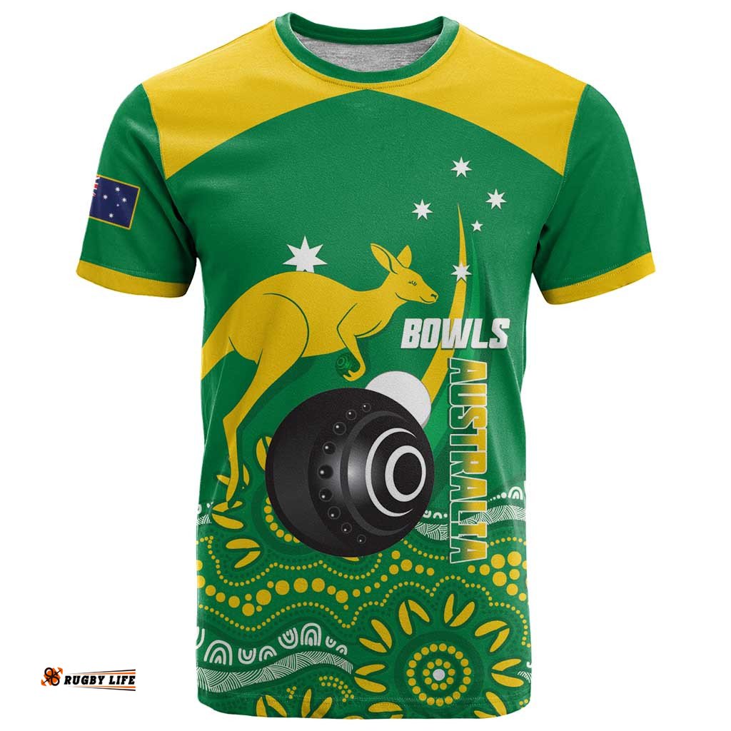 Custom Bowls Australia T Shirt Aussie Kangaroo Aboriginal Art LT14