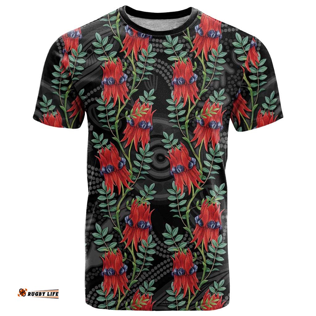 Australia Sturt's Desert Pea T Shirt Aussie Native Flowers Indigenous Art LT14