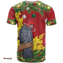 Australia Gang-gang Cockatoo Christmas T Shirt Callocephalon Fimbriatum Golden Wattle Red LT14
