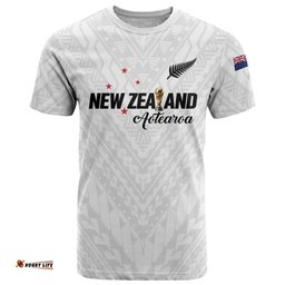 Custom Football New Zealand T Shirt Aotearoa United White Version LT01
