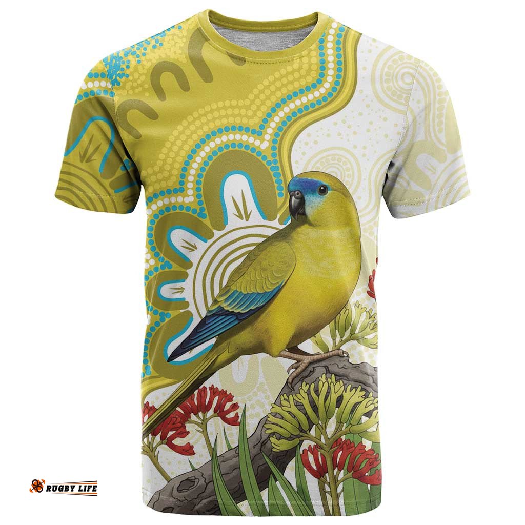 Australia Rock Parrot T Shirt Kangaroo Paws Indigenous Art LT14