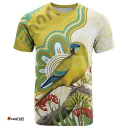 Australia Rock Parrot T Shirt Kangaroo Paws Indigenous Art LT14