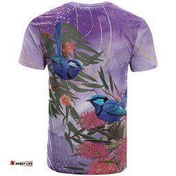 Australia Splendid Fairy Wren on Eucalyptus T Shirt Epilepsy Awareness LT7