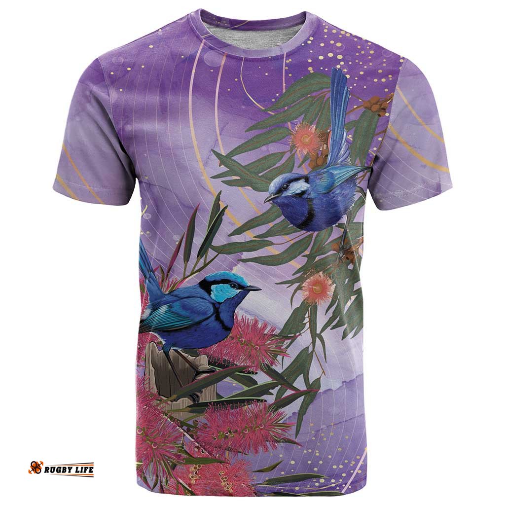 Australia Splendid Fairy Wren on Eucalyptus T Shirt Epilepsy Awareness LT7