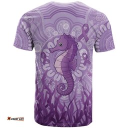 Australia Epilepsy Awareness T Shirt Seahorse Think Purple Ribbon Aboriginal LT14