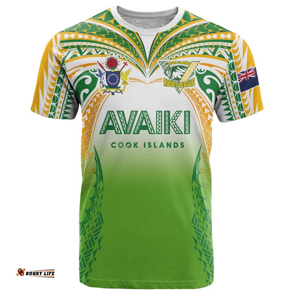 Custom Cook Islands Rugby League T Shirt Avaiki Tatau Tribal Motifs White Color LT03