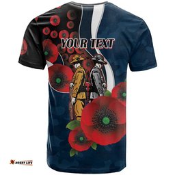 Carlton Blues ANZAC Personalised T Shirt Lest We Forget Poppy Camo LT9