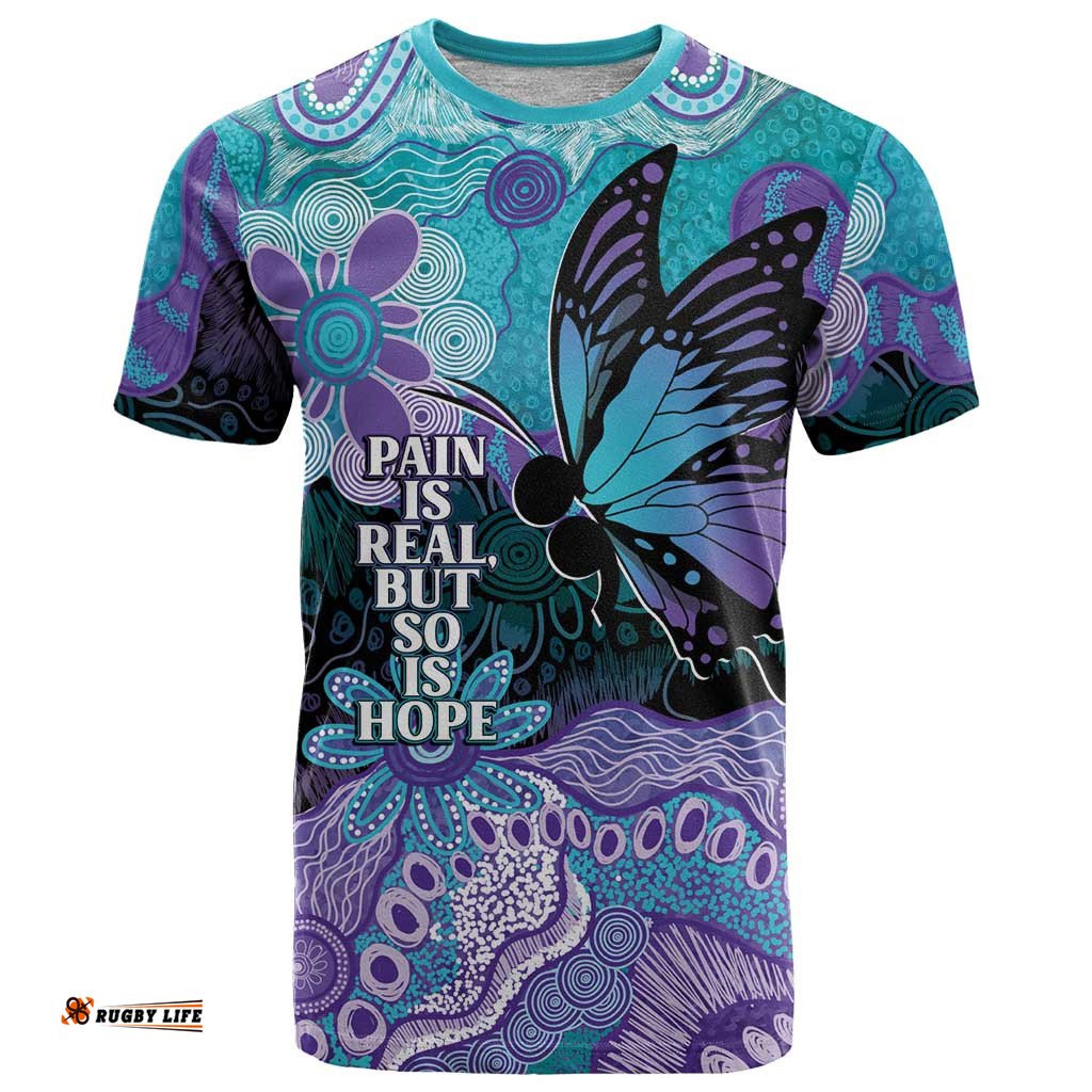Australia Indigenous Teal Purple Contemporary Aboriginal Art T Shirt Hope Is Real LT7