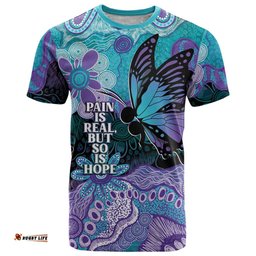 Australia Indigenous Teal Purple Contemporary Aboriginal Art T Shirt Hope Is Real LT7
