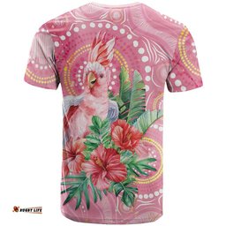 Breast Cancer Pink Cockatoo T Shirt Australia Indigenous Watercolor Glaze LT7