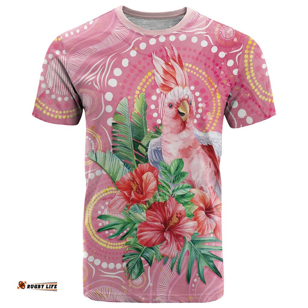 Breast Cancer Pink Cockatoo T Shirt Australia Indigenous Watercolor Glaze LT7
