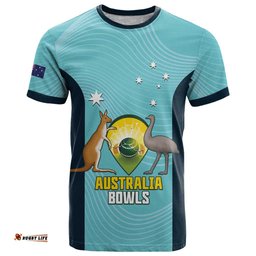 Custom Bowls Australia T Shirt Teal Color Curve Sporty LT14