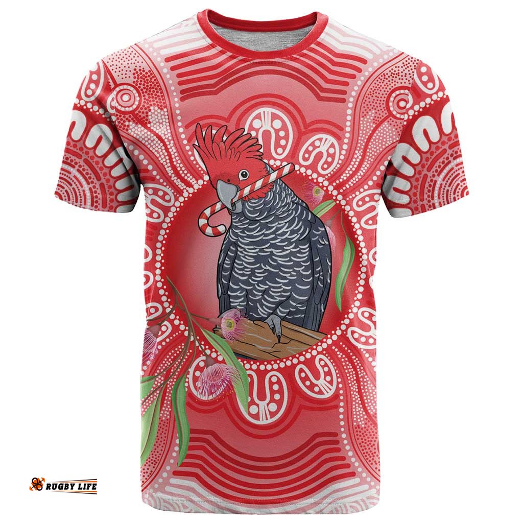 Australia Gang-gang Cockatoo Christmas T Shirt Eucalyptus Blossoms Aboriginal Merry Xmas LT14
