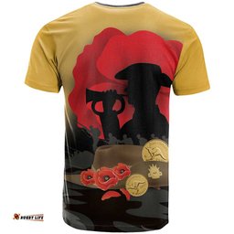 Australia Two-up Pennies ANZAC Day T Shirt Slouch Hat Last Post With Poppy LT14