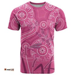Australia Indigenous Pink Month T Shirt Breast Cancer Aboriginal Dragonflies Ribbon LT14