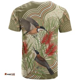 Australia Eastern Spinebill T Shirt Aussie Honeyeater Bottlebrush Indigenous Art LT14
