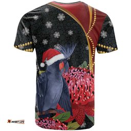 Australia Palm Cockatoo Christmas T Shirt Probosciger Aterrimus Waratah Merry Chrissie LT14