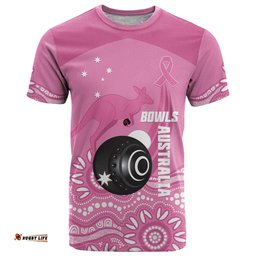 Custom Bowls Australia Breast Cancer T Shirt Pink Ribbon Kangaroo Aboriginal Art LT14